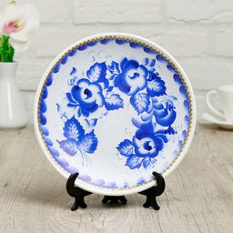 Тарелка декоративная Гжель, D = 20 см