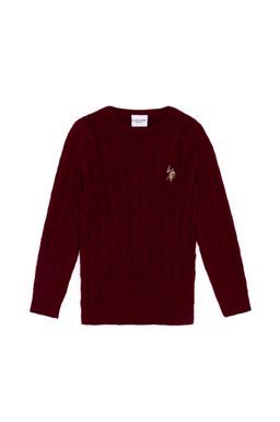 U. S. Polo Assn Бордовый трикотажный свитер с круглым вырезом для мальчика