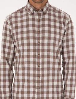Рубашка Pierre Cardin Regular Fit в клетку коричневая