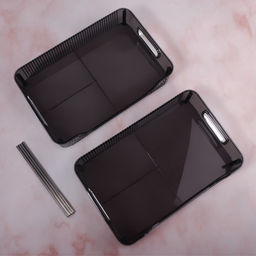 Органайзер для хранения, с ручками, 2 секции, 31×20×29 см, цвет чёрный, серебристый