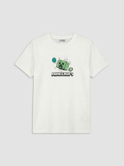 Bisiklet Yaka Minecraft Bask?l? Erkek ?ocuk Ti??rt