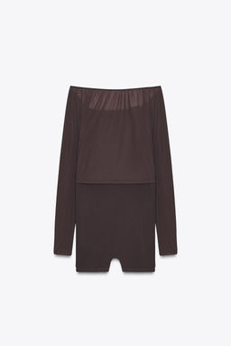 COMBINED TULLE SHORT PLAYSUIT - Zara фото 7