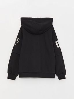 Bask?l? Uzun Kollu Erkek ?ocuk Hoodie - Waikiki фото 3