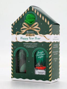 Подарочный набор Happy New Year: гель для душа, мочалка и термостакан, аромат хвойный лес, URAL LAB  фото 15