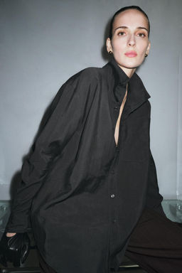 CAMISA FLUIDA OVERSIZE ZW COLLECTION / Gris antracita