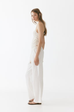 Pantal?n en mezcla de lino con cord?n de ajuste - H&m фото 10