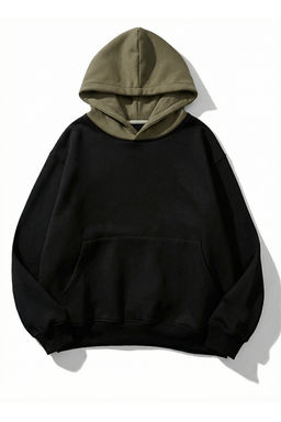 Siyah-Haki Oversize/Genis Kesim Kapusonlu Ici Sardonlu Sweatshirt TMNAW26SW00048