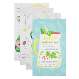 Набор кухонных полотенец Доляна Ароматный чай, 35х60см-4 шт, 100% хлопок, вафля 160 г/м2  фото 3