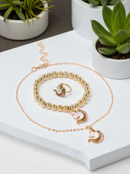 Набор детских украшений Выбражулька «Единороги», 3 предмета: кулон, браслет, кольцо, разноцветный в золоте