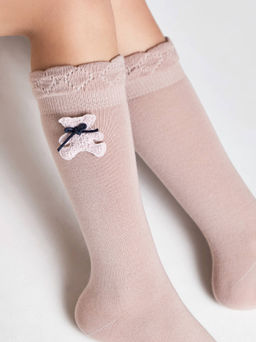 Цена за 2 пары CONTE-KIDS Удлиненные носки TIP-TOP из хлопка с декоративной игрушкой бежевый