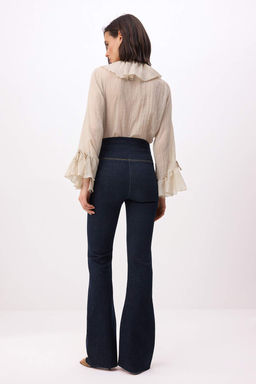 Koyu Mavi Yuksek Bel Yumusak Ekstra Esneyen Orme Skinny Tayt Jeans TWOSS26JE00284 - Trendyolmilla фото 4