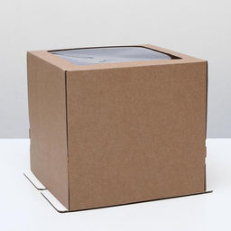 Цена за 5 шт. Кондитерская упаковка с окном, крафт, 25 х 25 х 24 см