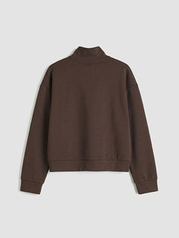 Fermuarl? Dik Yaka K?z ?ocuk Soft Touch Sweatshirt