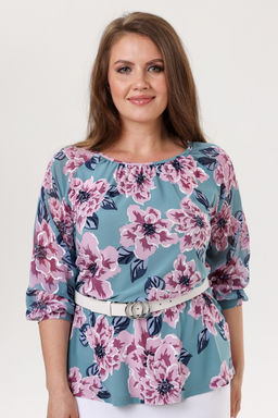 Блузка женская 7029-23/02/Бирюзовый, розовый