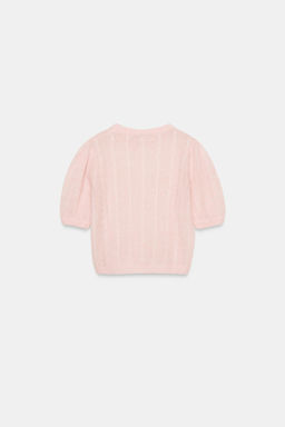 WOOL BLEND CABLE-KNIT SHORT SLEEVE JUMPER - Zara фото 15