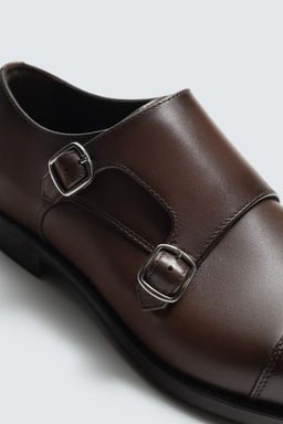 ZAPATO PIEL DOBLE HEBILLA / Marr?n - Zara фото 3