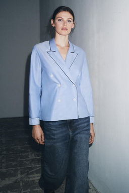 ZW COLLECTION CONTRAST PIPING WRAP SHIRT - Zara фото 4