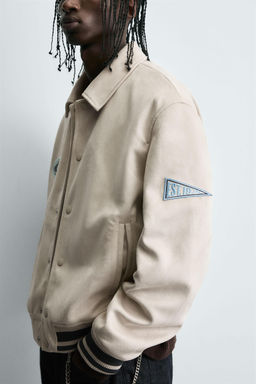 FAUX SUEDE JACKET WITH PATCH AND EMBROIDERY DETAIL - Zara фото 6
