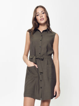 CONTE Платье-рубашка без рукавов с легким блеском LPL 915 khaki khaki