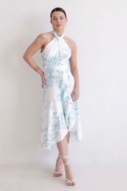 Martichelli Платье с голубым цветочным принтом