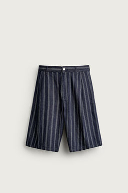BERMUDA RELAXED FIT PLIEGUES RAYAS / Azul - Zara фото 6