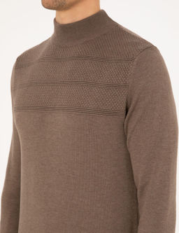 Vizon Melanj Slim Fit Yar_m Bal_k__ Yaka Triko Kazak - Pierre cardin фото 7