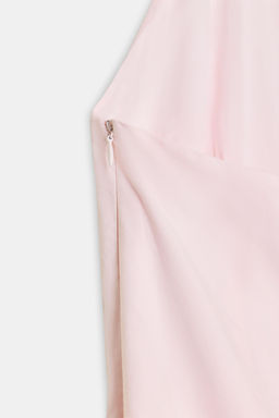 VESTIDO CORTO POPEL?N HALTER GLOBO / Rosa claro