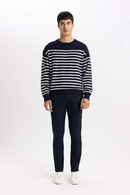 Брюки-чиносы узкого кроя из габардина и парусины - Defacto фото 3