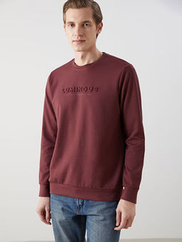 Bisiklet Yaka Uzun Kollu Bask?l? Erkek Sweatshirt