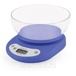 Весы кухонные электронные, круглая чаша до 5кг (голубые) "HomeStar" (HS-3001)