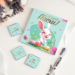 Набор 9 шоколадок "Светлой Пасхи! (кролик с яйцами)"