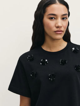 Футболка с аппликацией в виде цветов / Zarina  фото 6