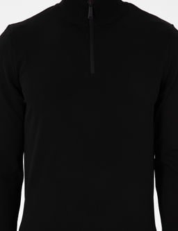 Siyah Slim Fit Fermuarl_ Dik Yaka Triko Kazak