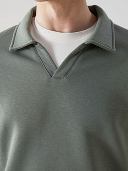 Polo Yaka Uzun Kollu Erkek Sweatshirt