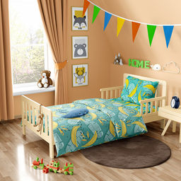 Постельное белье, комплект 1,5 спальный "Бананы" вид 3, 3 предмета: пододеяльник 145х215см, простыня 150х215см, наволочка 50х70см с клапаном-запахом, бязь 121г/м2, хлопок 100%, упаковка "эконом" ПВХ 21х41см, "Домашняя мода" (Россия)