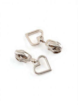 Цена за 2 шт. Бегунок для молнии «Спираль», №7, «Сердце», 10 шт., цвет никель