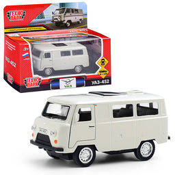 Машина металл уаз-452 "Буханка" 10,5 см, дв, инерц, серебристый, кор.
