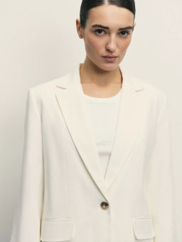 Однобортный жакет с содержанием льна / Zarina  фото 6