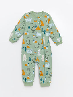 Bisiklet Yaka Uzun Kollu Bask?l? Erkek Bebek Tulum