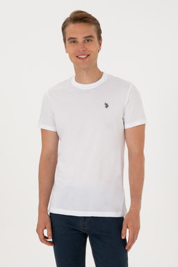 Erkek Regular Fit Bisiklet Yaka Beyaz Basic Ti__rt Sepette S_rpriz _ndirim