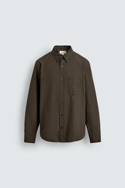 CAMISA REGULAR FIT POPEL?N / Marr?n oscuro - Zara фото 7