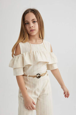 Блузка с коротким рукавом для девочки - Defacto фото 4