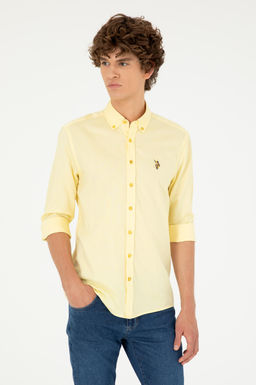 Мужская желтая базовая рубашка с длинным рукавом Неожиданная скидка в корзине