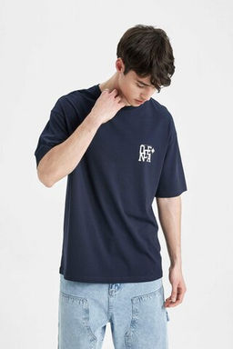 Comfort Regular Fit Rahat Kal?p Bisiklet Yaka Bask?l? K?sa Kollu Tisort - Defacto фото 3