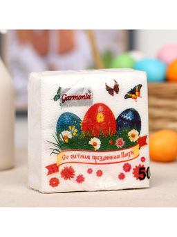 Цена за 4 шт. Салфетки бумажные Светлый праздник, 1 слой, 24?24 см, 50 шт.