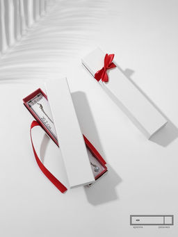 Набор коробочек под браслет/цепочку/часы 6шт. "Лента", 21*4, цв бело-бордовый  (5050517)