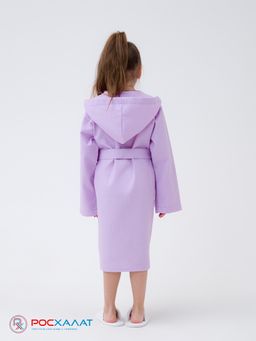 Детский вафельный халат с капюшоном сиреневый В-07 (18)
