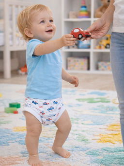 Трусы детские белые транспорт