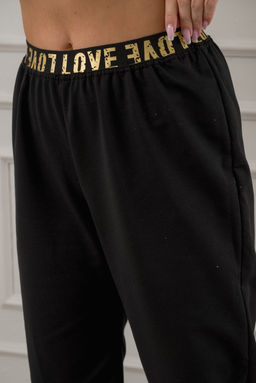 Брюки женские из футера 2-х нитка LOVE чёрные - Амадэль фото 5