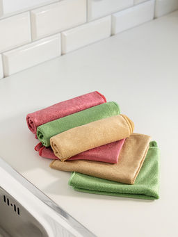 Набор салфеток универсальныx 30x30, микрофибра, 6 штук розовый/зелёный/бежевый полиэстер, полиамид